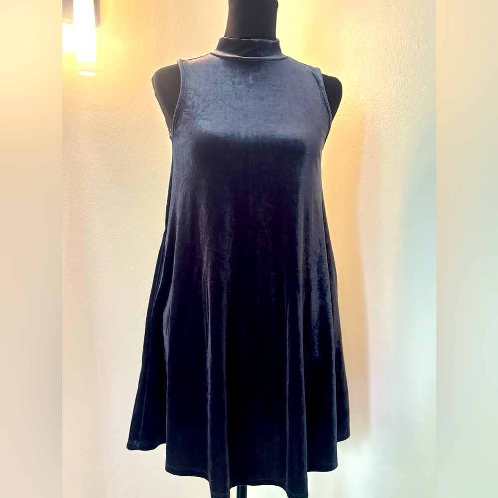 Agnes and Dora velvet mock neck sleeveless dress with pockets!